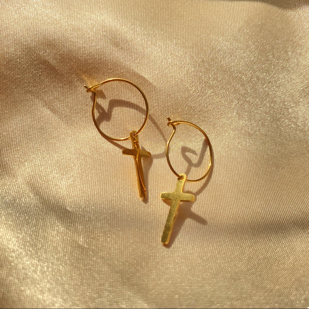 18k Goldplated Charm Hoops Earrings
